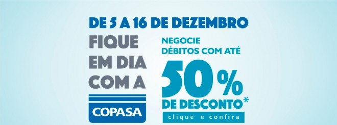 Copasa dá desconto de 50% para cliente quitar contas atrasadas 